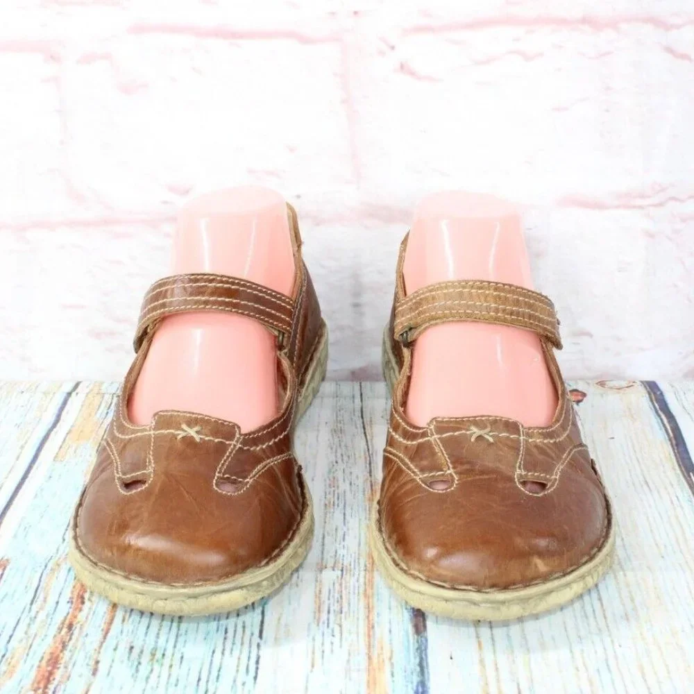 Josef Seibel Brown Cutout Leather Mary Jane Flat Shoes Size US 11 - Picture 4 of 9